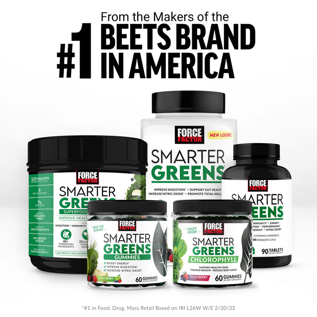 Force Factor Smarter Greens Soft Chews, Greens Superfoods Supplement, Summer Berry, 60 Soft Chews