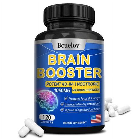 Brain Supplements & Nootropics - Memory Focus Mental Concentration Booster - 120 Capsules