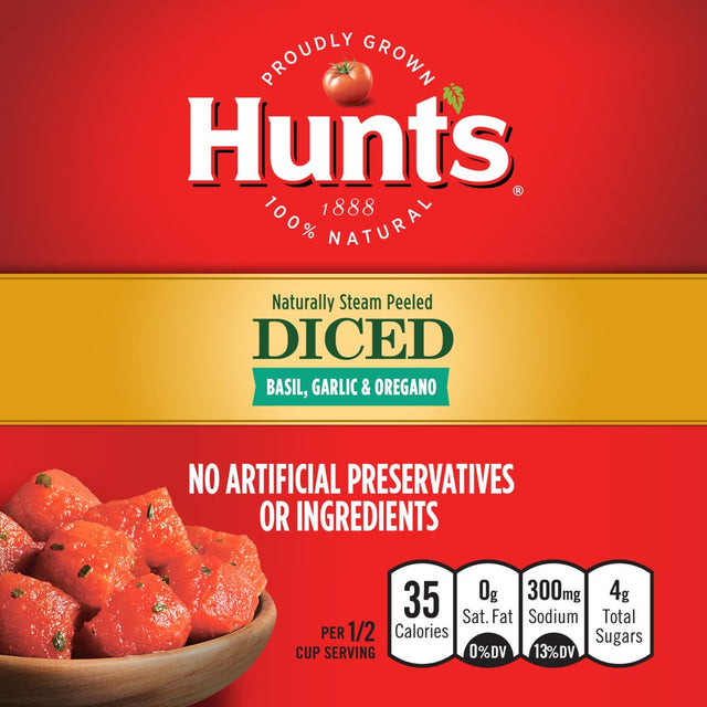 Hunt'S Garlic & Oregano Diced Tomatoes 14.5 Oz Can