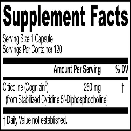 Jarrow Formulas Citicoline, Supports Brain Function, 250 Mg, 120 Caps