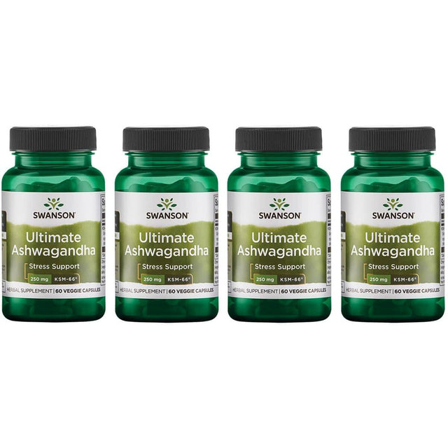 Swanson Ultimate Ashwagandha - Ksm-66 250 Mg 60 Veg Caps 4 Pack