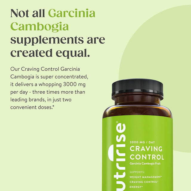 Nutririse Pure Garcinia Cambogia Extract 3000Mg 80% HCA, Supplement for Weight Management, Appetite Control, Energy, Metabolism - Carb Blocker for Men & Women, Gluten Free, 120 Capsules