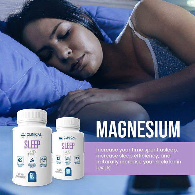 Clinical Effects Sleep - Magnesium Supplement with Magtein - 90 Capsules - L-Theanine, Chamomile Flower Extract, Magnesium for Deep and Peaceful Rest, Sleep Faster