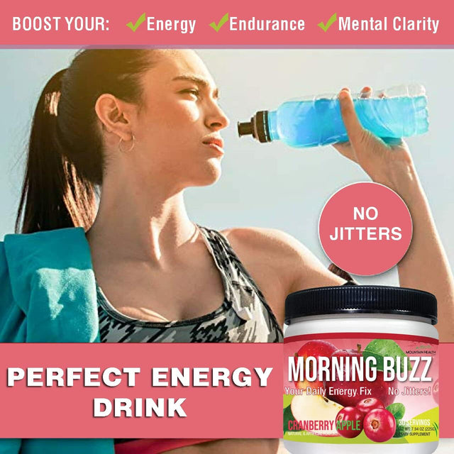 Energy Powder Drink - Energy Boost Drink Mix - Sugar-Free Energy with Antioxidants - Morning Kickstart and Sports Nutrition Endurance Product - 30 Servings, Cranberry Apple, 8 Ounces