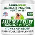 Bark&Spark Allergy Relief Immune Chews, Itchy Skin Relief, for Dogs, 120 Soft Chews, 9.3 Oz (264 G)