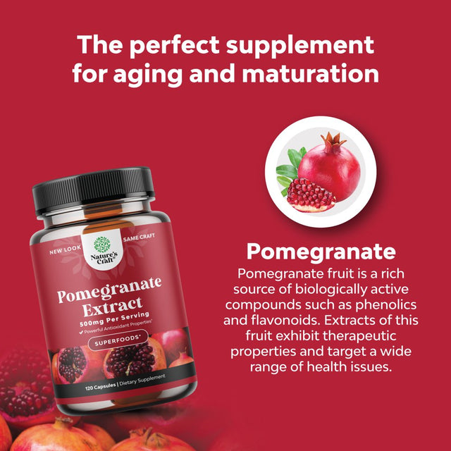 Advanced Antioxidant Superfood Pomegranate Supplement - Natural Pomegranate Extract Polyphenols Supplement for Heart Health and Joint Support - Reds Superfood Powder Capsules for Men and Women 120Ct