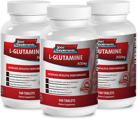 Sport Supplement L-Glutamine Men - L Glutamine - Improve Immune Response (3 Bottles)