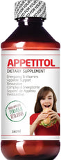 Appetitol Appetite-Weight Gain. Natural Appetite and Weight Gain Stimulant for Underweight Children Fortified with Vitamins B1,B2,B3,B5,B6,B12,Folic Acid , Iron, Zinc, Flax Seed Oil. ( 8 Fl Oz)