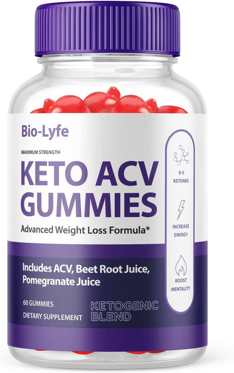 (1 Pack) Biolyfe Keto ACV Gummies - Energy & Focus Boosting Dietary Supplements for Weight Management & Metabolism - Fat Burn - 60 Gummies