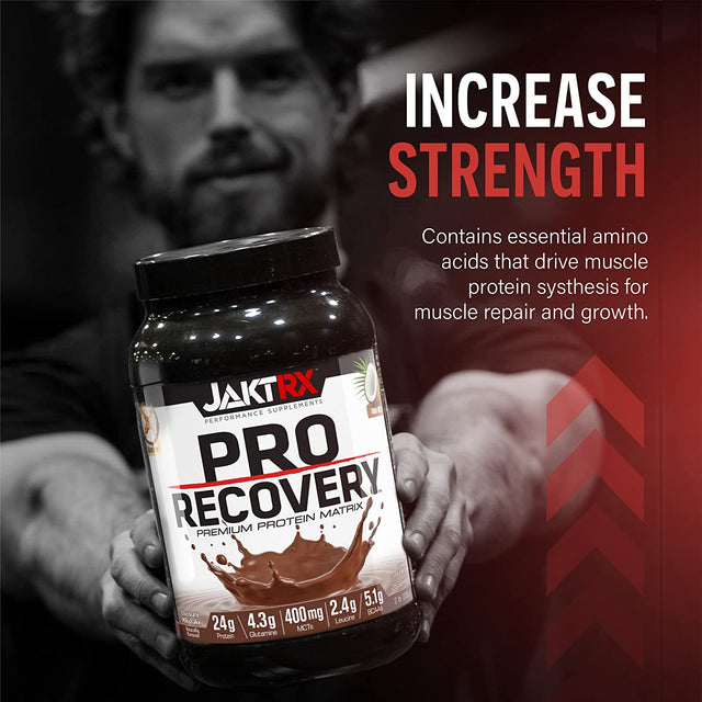 JAKTRX PRO Recovery – Post-Workout Whey Protein Powder – Muscle Builder & Recovery Supplement – BCAA, Glutamine, Leucine, Glucosamine & MCT – 28 Servings - Chocolate Milkshake