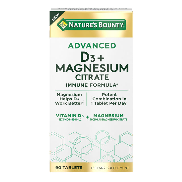 Nature’S Bounty® Advanced Vitamin D3 with Magnesium, Immune and Bone Supplement, 90 Tablets