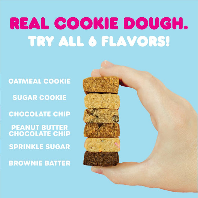 Whoa Dough Edible Cookie Dough Bars- Certified Non-Gmo, Kosher and Gluten Free Bars - Healthy Snack Foods - Plant Based Snacks - Real Ingredients - Variety Pack (6 Bars)