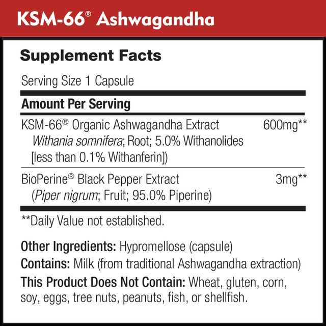 KSM-66 Ashwagandha by Dailynutra - 600Mg Organic Root Extract - High Potency Supplement with 5% Withanolides | Stress Relief, Increased Energy and Focus (90 Capsules)