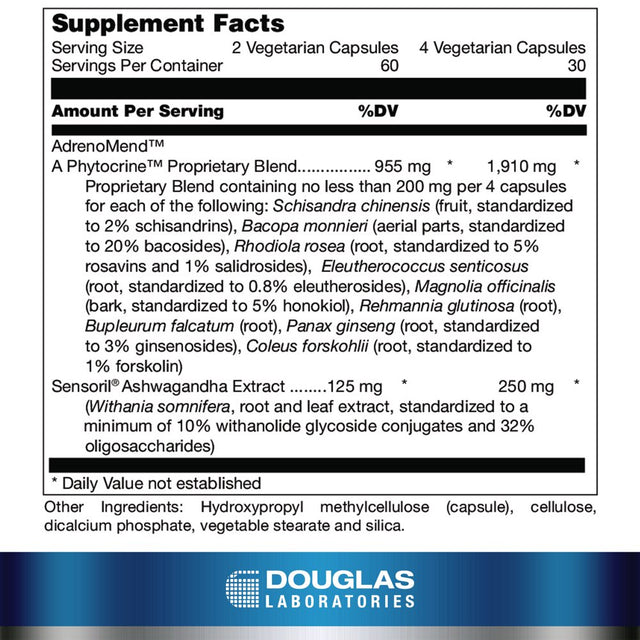 Douglas Laboratories Adrenomend | Ten Herbal Adaptogens to Support Well-Being and Adrenal Gland Function during Stress* | 120 Capsules