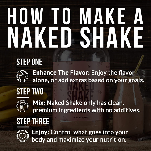 NAKED Nutrition Naked Shake - Chocolate Protein Powder - Plant Based Protein Shake with Mct Oil, Gluten-Free, Soy-Free, No Gmos or Artificial Sweeteners - 30 Servings