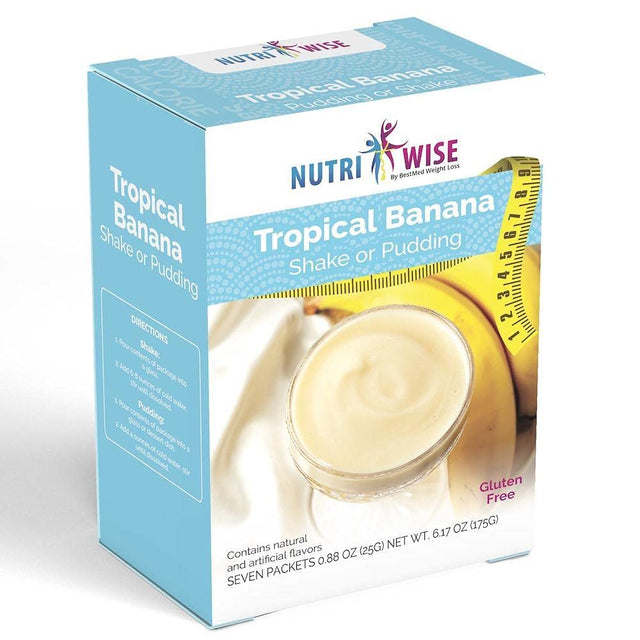 Nutriwise - High Protein Diet Shake & Pudding | Banana | Low Calorie, Fat Free, Low Sugar ( 7/Box )