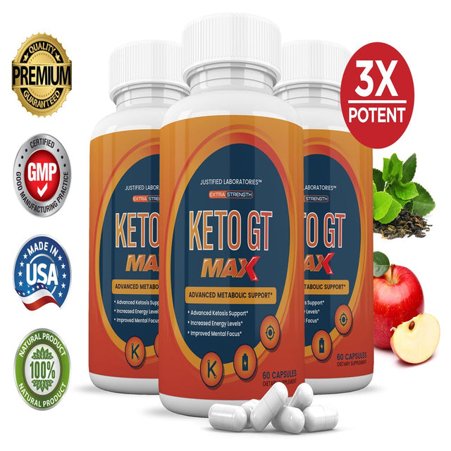 (3 Pack) Keto GT Advanced Supplement Includes Gobhb 180 Capsules