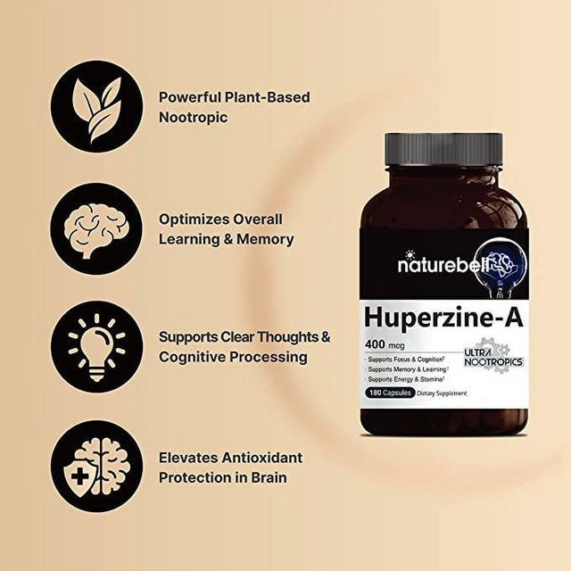 Naturebell Huperzine-A, 400Mcg per Count, 180 Capsules