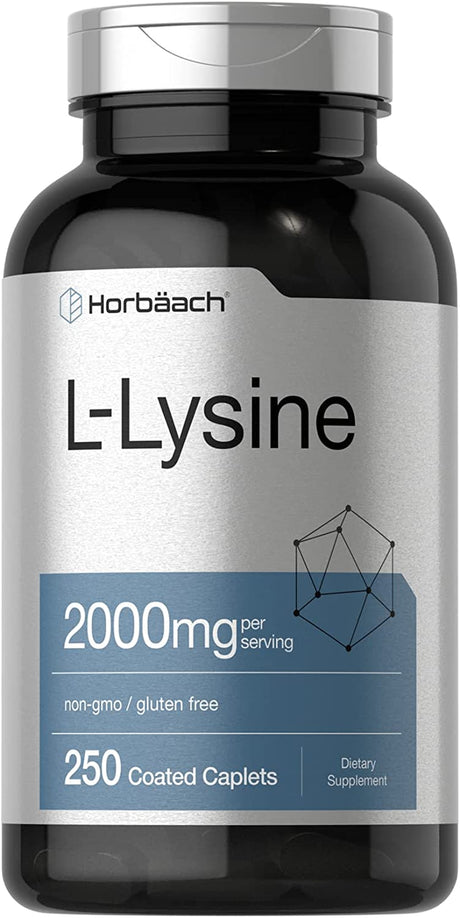 L-Lysine | 2000Mg | 250 Caplets | Vegetarian, Non-Gmo, and Gluten Free Supplement | by Horbaach