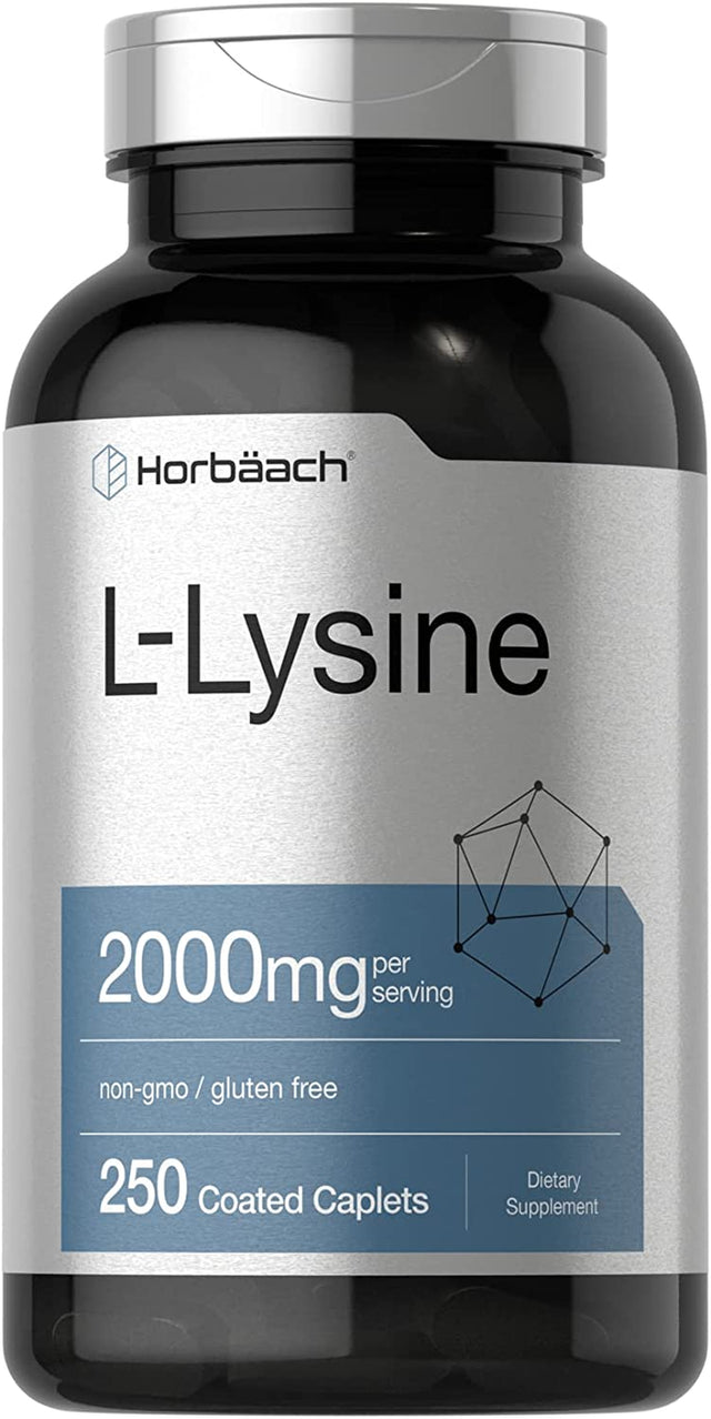 L-Lysine | 2000Mg | 250 Caplets | Vegetarian, Non-Gmo, and Gluten Free Supplement | by Horbaach