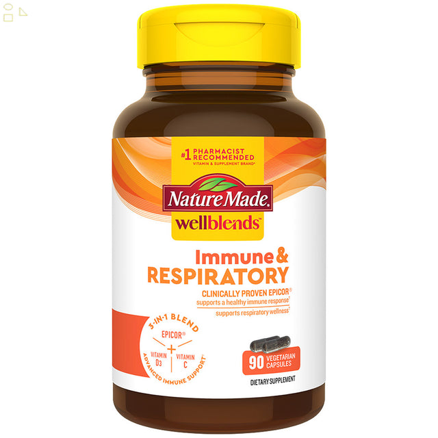 Nature Made Wellblends Immune & Respiratory, 90 Capsules | Blends Vitamin C, Vitamin D3 and Epicor