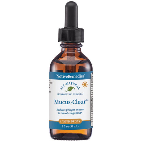 Native Remedies Mucus-Clear - Natural Homeopathic Formula for Symptoms of Throat Congestion and Excessive Mucus and Phlegm - Temporarily Clears Excess Mucus in Throat and Lungs - 59 Ml