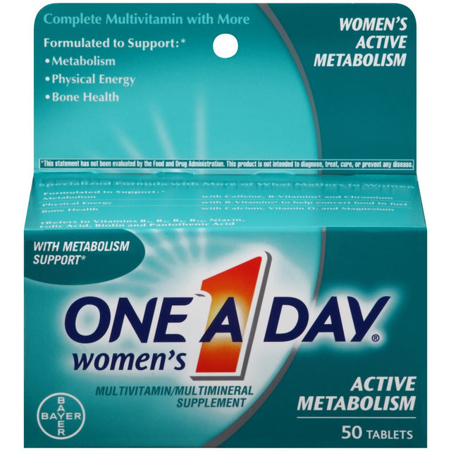 One a Day Women'S Active Metabolism Multivitamins, Supplement with Vitamins A, C, E, B2, B6, B12, Iron, Calcium and Vitamin D, 50 Ct.