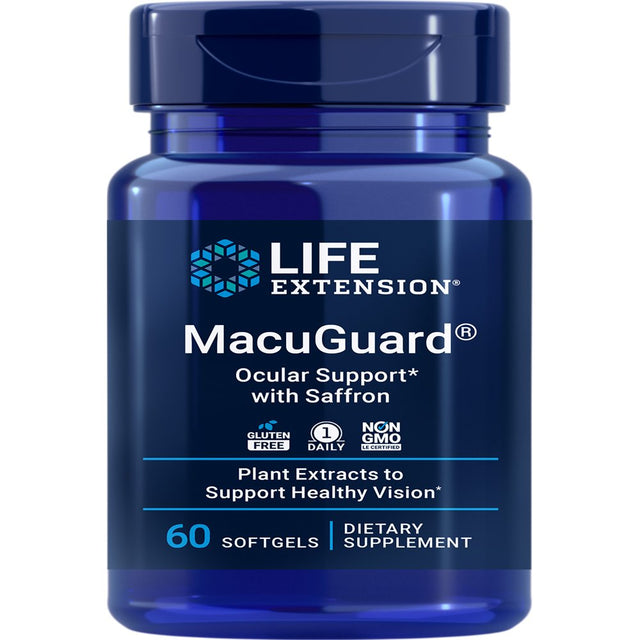 Life Extension Macuguard Ocular Support with Saffron – Eye Health Supplement for Healthy Vision – with Lutein, Meso-Zeaxanthin, Zeaxanthin, Saffron – Gluten-Free, Non-Gmo – 60 Softgels