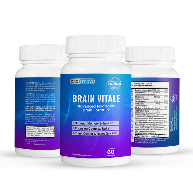 Brain Vitale, Advanced Nootropic Brain Formula-60 Capsules