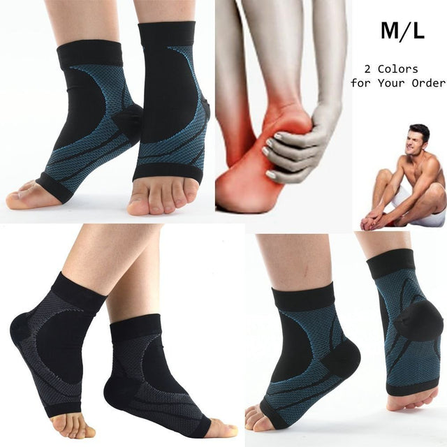 Women Men Upgraded Foot Pain Relief Elasticity Sweat Absorption Nylon Foot Protection Comprex Ankle Sleeves Neuropathy Socks Soothe Relief Compression Socks Compression Ankle Socks BLUE L