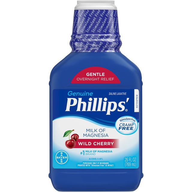 Phillips Milk of Magnesia Liquid Magnesium Laxative, Wild Cherry, 26 Oz