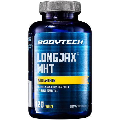 Bodytech Longjax MHT with Arginine - Includes Maca, Horny Goat Weed, Tribulus Terrestris for Men'S Health (120 Tablets)