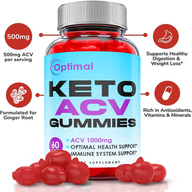 (5 Pack) Optimal Keto ACV Gummies - Supplement for Weight Loss - Energy & Focus Boosting Dietary Supplements for Weight Management & Metabolism - Fat Burn - 300 Gummies