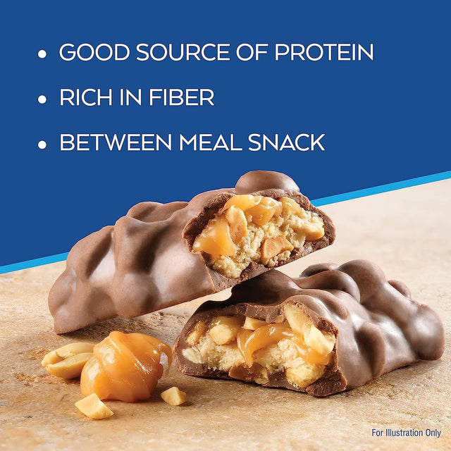 Atkins Caramel Chocolate Nut Roll Snack Bar, Protein Snack, High in Fiber, 2G Sugar, 30 Count