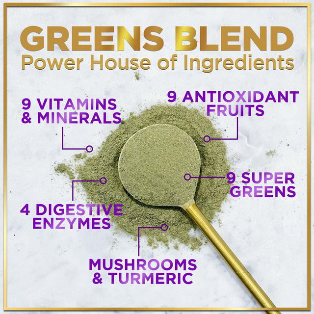 Hello Lovely! Super Greens Drink Powder, Greens Blend Smoothie Mix for Energy Support W/Superfood Spirulina, Chlorella & Antioxidants, Digestive Enzymes, Vegan, Non-Gmo, Berry Flavor - 30 Servings