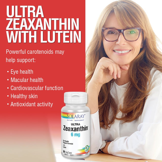 Solaray Ultra Zeaxanthin 6 Mg | Eye Health & Macular Support Formula with Lutein, Bilberry & Blueberry | 30Ct