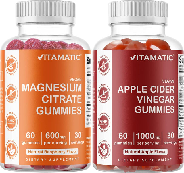 Magnesium Gummies & Apple Cider Vinegar Gummies - 60 Vegan Gummies Each