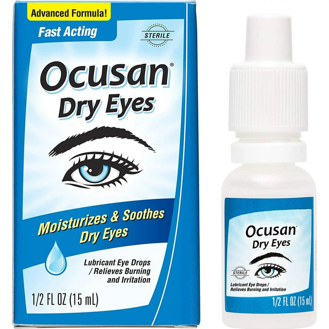 Ocusan Lubricating Eye Drops for Dry Eyes Soothing Lubricant Drops with 2 Moisturizers 0.5 Fl Oz