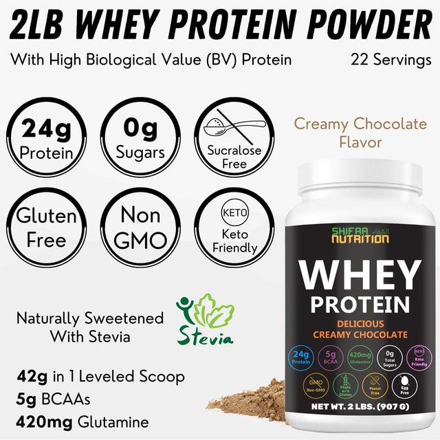 2 Lbs Halal Whey Protein Powder Creamy Chocolate. 24G Protein, 5G Bcaas & 420Mg Glutamine. for Building Lean Muscles & Recovery. Sugar-Free, Keto-Friendly, Gluten-Free, Non-Gmo