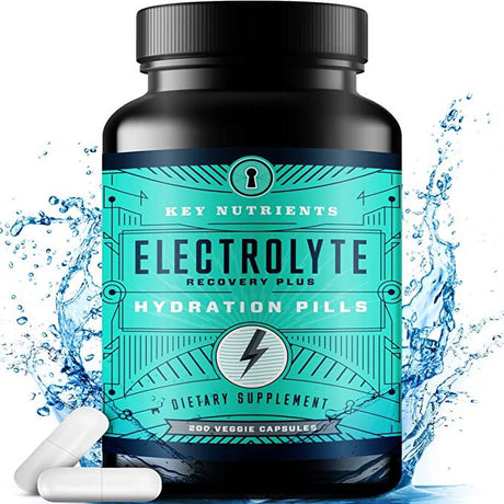 Electrolyte Salt Tablets - Keto Electrolytes Replacement Pills - 200 Capsules for Rehydration, Exercise, Hiking Essentials, Sports Recovery - Gluten-Free Sodium, Potassium, Magnesium Supplement