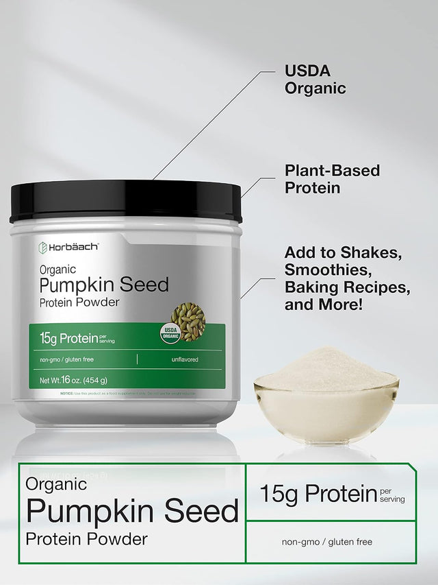 Pumpkin Seed Protein Powder Organic | 16 Oz | Vegetarian, Gluten Free, and Non-Gmo Formula | Keto and Paleo Supplement | 15G of Protein per Serving | by Horbaach