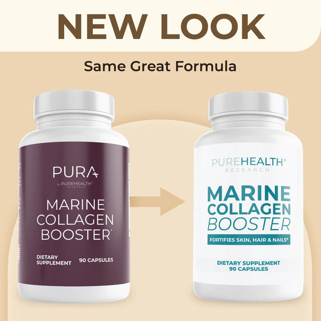 Marine Collagen and Hyaluronic Acid Supplements, Aloe Vera Leaf Gel and Vitamin E Collagen Peptides Pills by Purehealth Research