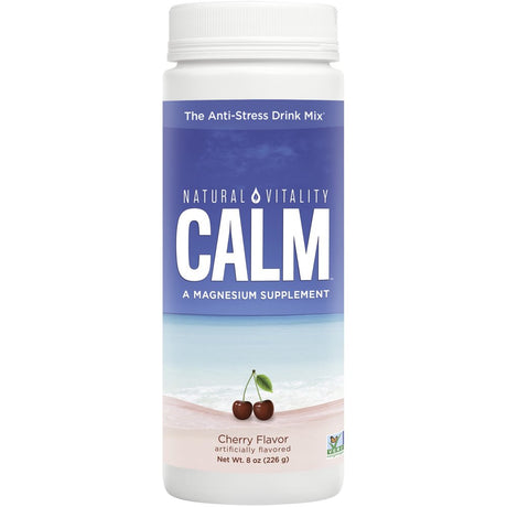 Natural Vitality Calm, Magnesium Citrate Supplement Powder, Anti-Stress Drink Mix, -Cherry, 8 Ounces