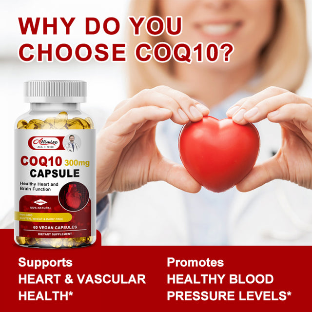 Alliwise Coq10 Capsules 300Mg,For Heart Health Antioxidant Coq10 Softgel Diet Supplement - 120 CT