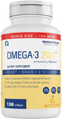 Oceanblue Omega-3 2100 - 138 Ct Bonus Bottle- Triple Strength Burpless Fish Oil Supplement with High-Potency EPA, DHA, DPA - Wild-Caught - Orange Flavor