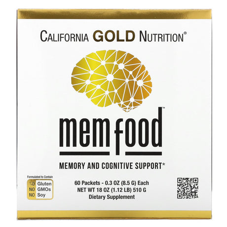 California Gold Nutrition MEM Food, Memory & Cognitive Support, 60 Packets, 0.3 Oz (8.5 G) Each