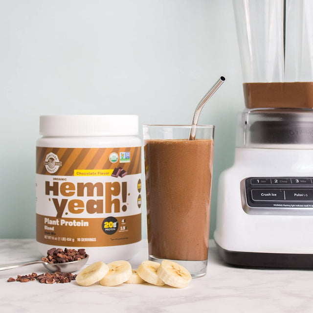 Manitoba Harvest Hemp Yeah! Organic Plant-Based Protein Powder with 20G of Complete Plant, 4G of Fiber & 1.9G Omegas 3&6, Non-Gmo, Vegan, Chocolate, 16 Oz