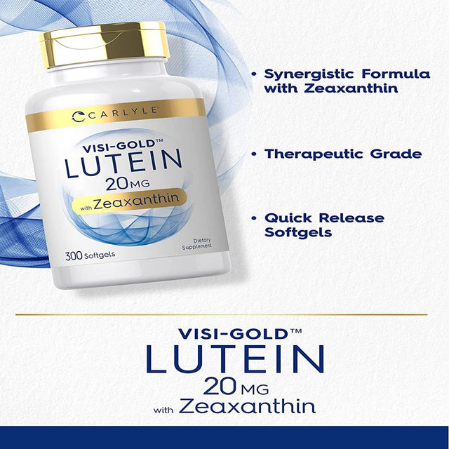 Lutein 20Mg and Zeaxanthin | 300 Softgels | Value Size Supplement | by Carlyle