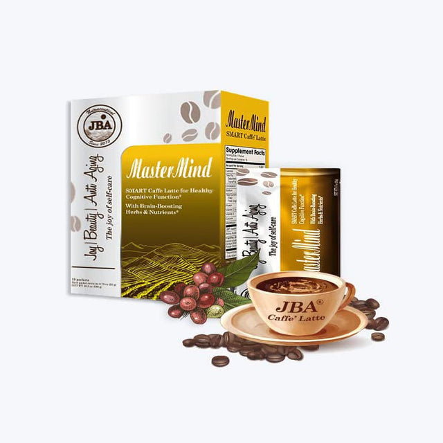 JBA Caffe Latte with Collagen with Brain-Boosting Herbs & Nutrients Promotes Mental Energy & Focus, Encourages a Peaceful, Positive Mood (Mastermind Smart Caffe Latte)