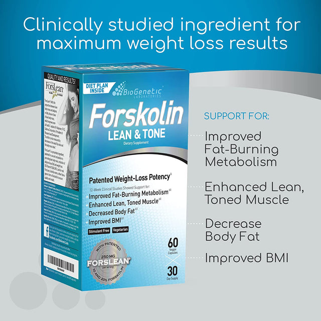 Biogenetic Labs Forskolin Lean & Tone - Weight Loss Pills - Body Toning Formula Fat Burner and Maintenance of Muscle Mass for Men and Women Appetite Suppressant - 60 Capsules - Vegetarian